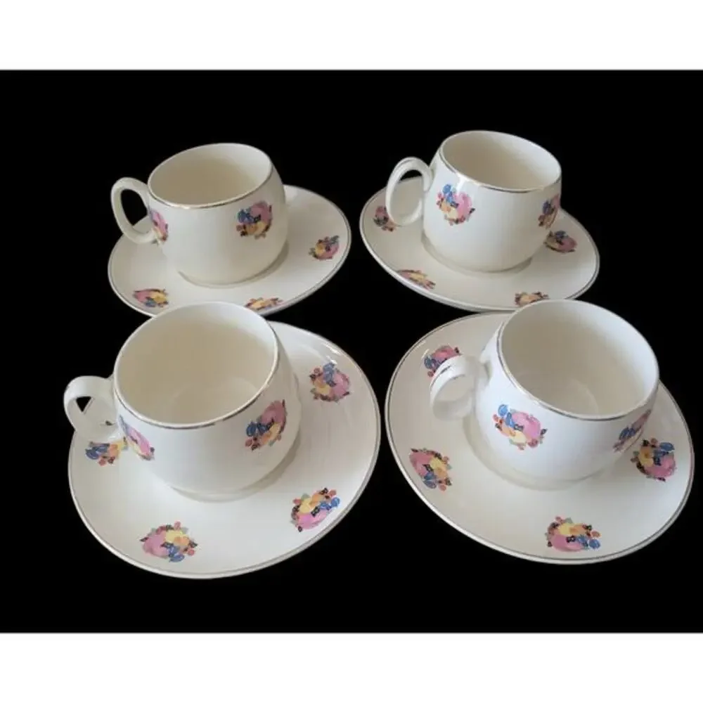 Vintage 30s Country Gentleman by Cavitt Shaw WS George Tea Cup Saucer Set of‎ 4